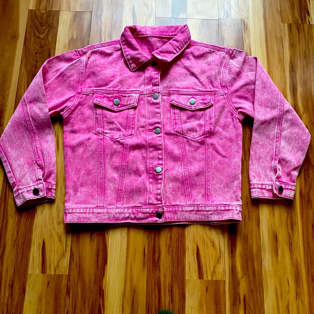 Bubble Gum Pink denim tie dye jacket
